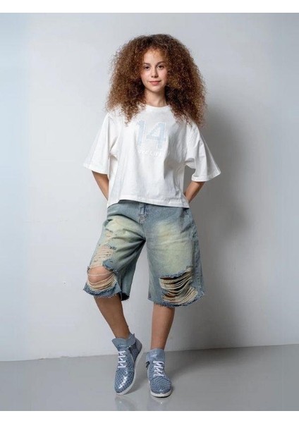 Kız Çocuk Yırtık Denim Kot Şort fiyatları