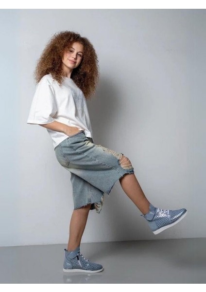 Kız Çocuk Yırtık Denim Kot Şort modelleri