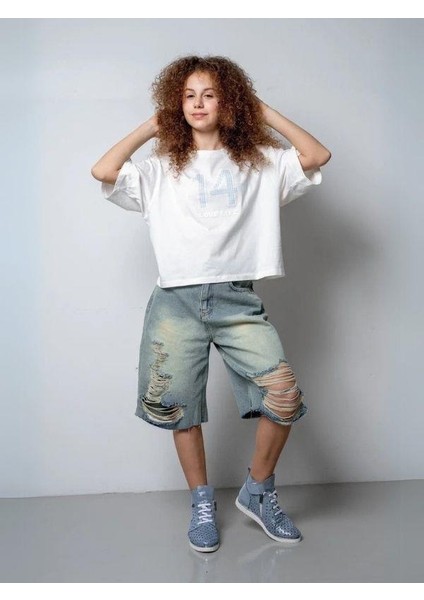 Kız Çocuk Yırtık Denim Kot Şort indirimleri