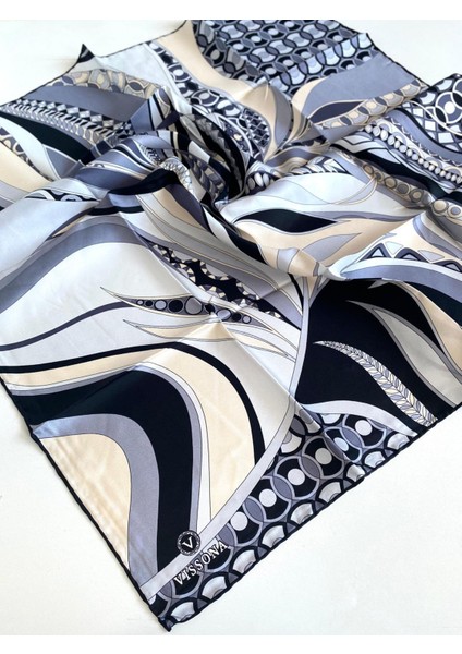 Tivil İpek Eşarp 51991 - 6 - 0028 Gri Karışık Desen