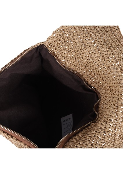 Kağıt Iplikten Örme El Çantası - Fermuarlı, Polycotton Astarlı, Cepli (28X20 Cm)