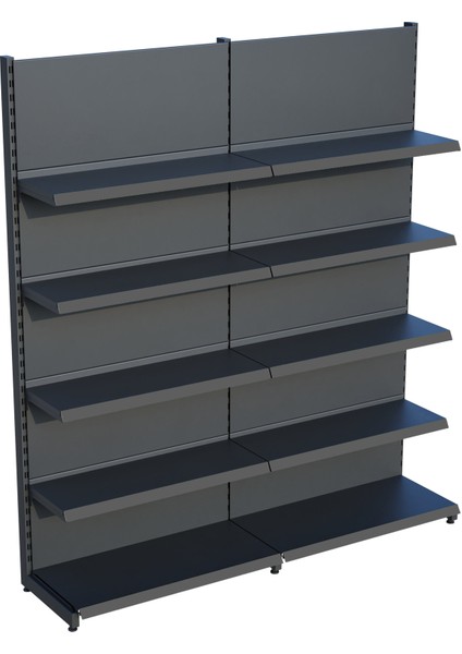 Antrasit Market Petshop Kırtasiye Rafı Duvar Ünitesi D30CMXG120CMXH220CM Antrasit Market Raf Sistemi