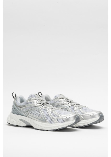 Kadın Kalın Taban Fileli Sneaker Hj 25028Z Gümüş