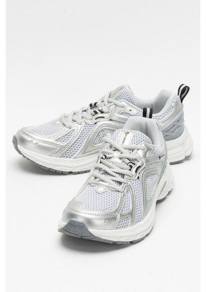 Kadın Kalın Taban Fileli Sneaker Hj 25028Z Gümüş