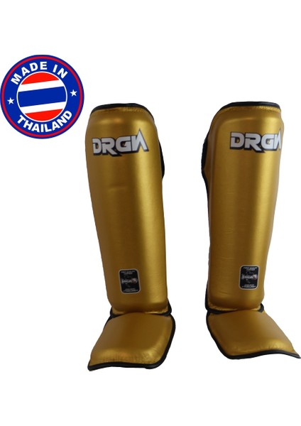 DRGN-T52 Hakiki Deri Kaval Koruyucu Gold Kick Boks Kaval Koruyucu