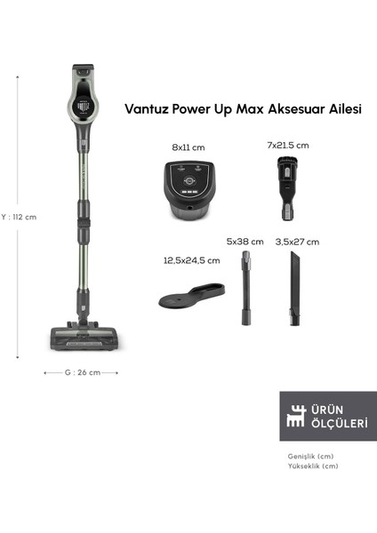 Vantuz Power Up Max Dik Süpürge Sage Green