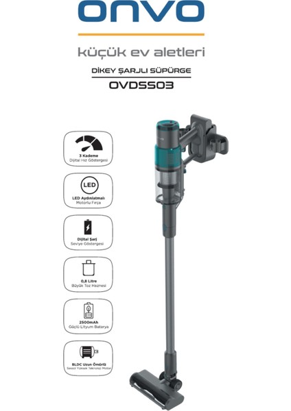 OVDSS03 Kablosuz Şarjlı Dikey Süpürge 500W indirimleri