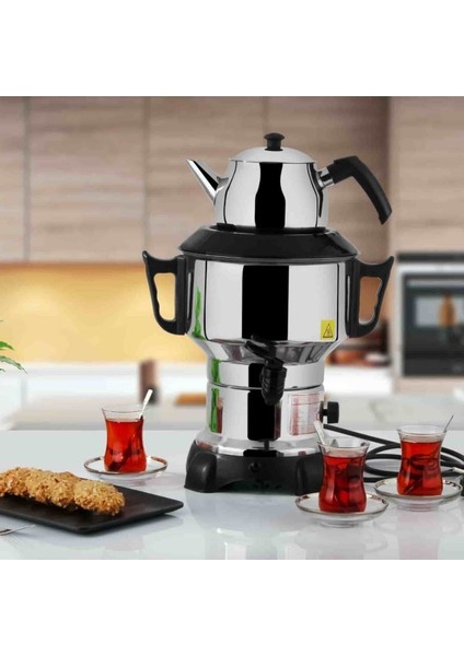 Aldente Siyah Klasik Elektrikli Semaver 4.5 Litre