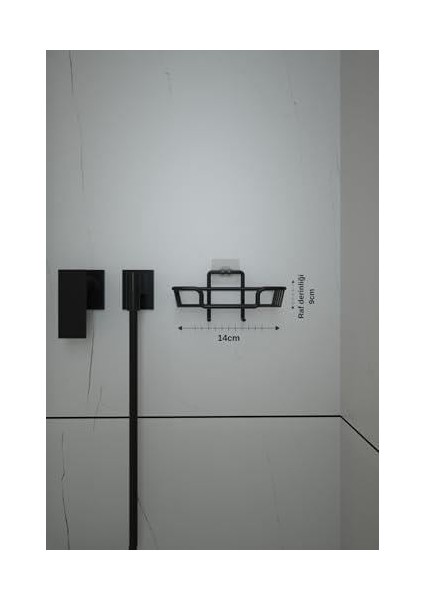 Banyo Yapışkanlı Kancalı Siyah Çok Amaçlı & Mutfak Rafı ve Katı Sabunluk