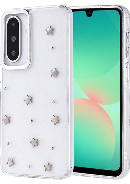 Samsung Galaxy A26 Kılıf Airbag Tasarımlı Simli Şeffaf Desenli Kapak