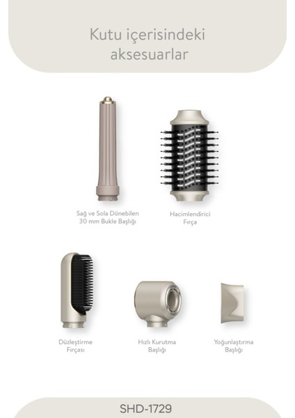 Pro Airwrap Compact Multi-Styler Hava Üfleme 5in1 Saç Şekillendirici Bldc Motor SHD-1729 Shiny Gold