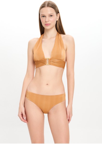 Kadın Ten Rengi Simli Büyük Üçgen Bikini Takımı 25SW040ST