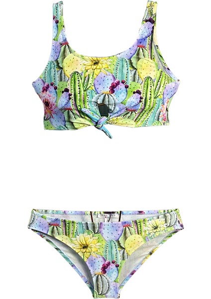 Askılı Çöl Temalı Düğüm Detaylı 50UV Kız Çocuk Bikini Takımı By Nessi Byrd