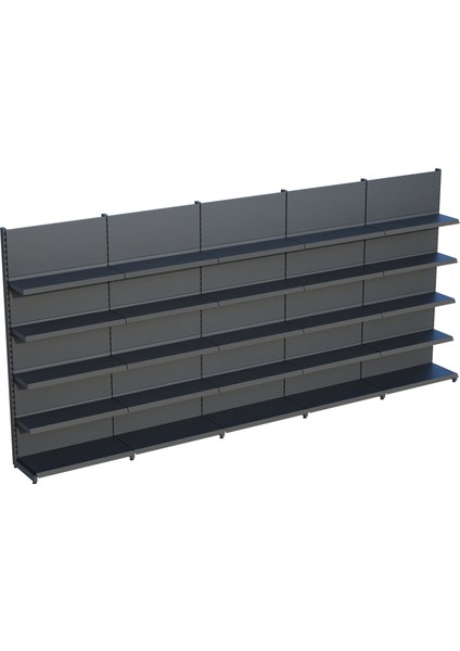Antrasit Market Petshop Kırtasiye Rafı Duvar Ünitesi D30CMXG500CMXH220CM Antrasit Market Raf Sistemi