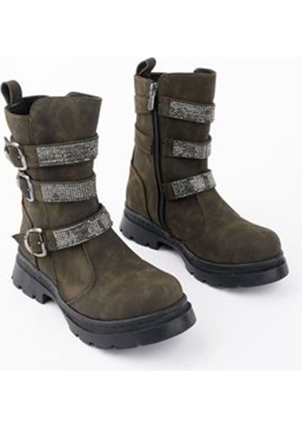 Önü Taşlı Haki Kız Çocuk Bot