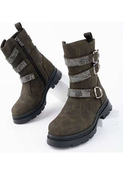 Önü Taşlı Haki Kız Çocuk Bot fiyatları