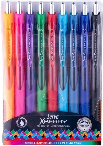 X-Berry Jel Mürekkepli Kalem 0.5mm - 9lu Set