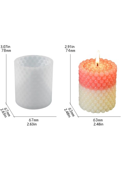 Silikon Mum Boncuk Kabarcıklı Sabun Kalıbı Sütun Mum Kalıbı 6.7x7.8 cm