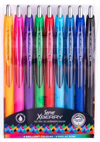 X-Berry Jel Mürekkepli Kalem 0.7mm - 9lu Set