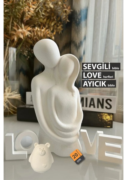Dekoratif Obje Biblo Lovers Büyük Boy Heykel Çift Figürü - Iskandinav Tarzı Minimalist