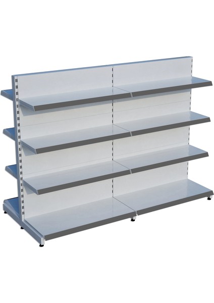 Beyaz Çift Yönlü Orta Reyon Market RAFID30CMXG120CMXH140CM