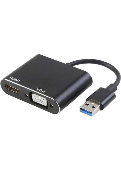 Pazar USB 3.0 To HDMI VGA 1080P Monitör Genişletici Çevirici Dönüştürücü Adaptör