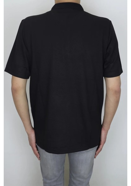 Fistan Store Erkek Siyah Desenli Klasik Kesim Rahat Kalıp Tek Cepli Polo Yaka Tişört modelleri
