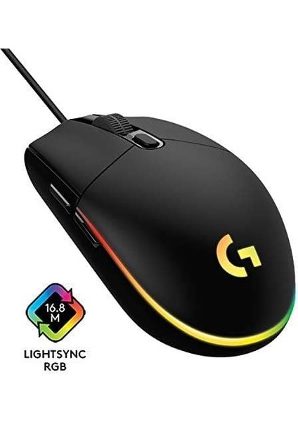 G G102 Kablolu Oyuncu Mouse, Lıghtsync Rgb Aydınlatma, 8.000 Dpı, 6 Programlanabilir Tuş, Siyah