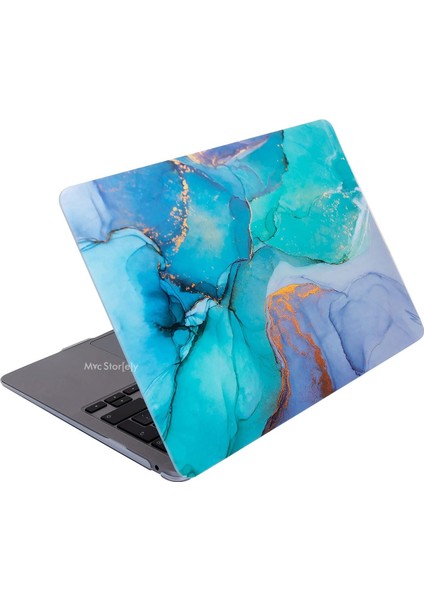 Huawei Kılıf Matebook D15 Kılıf (2019-2020-2021-2022 Yılı) ile Uyumlu Marble Desenli Açık Yeşil