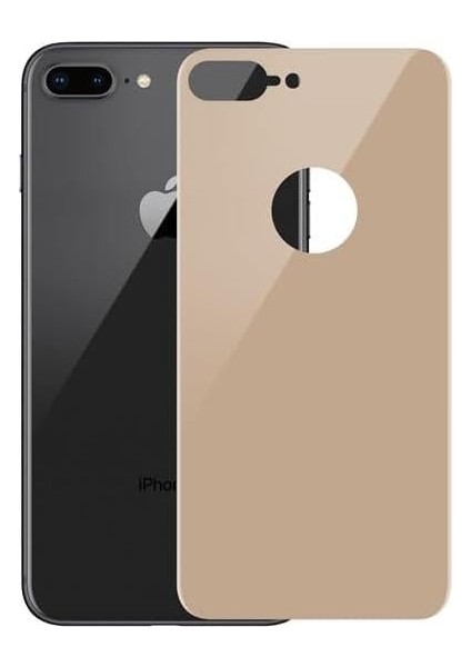 iPhone 7 Plus / 8 Plus Uyumlu Tam Kaplayan Temperli Arka Koruyucu Cam (Gold)