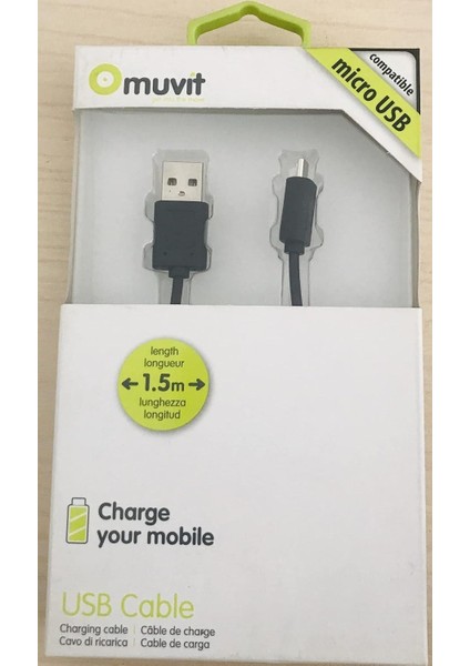 Muvit Micro USB Şarj Spiral Android Kablo, Sarmal Araç Şarj Kablosu