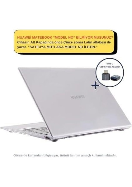 Huawei Kılıf Matebook 14S Kılıf (2021-2022-2023 Yılı) ile Uyumlu Parlak Kristal Iz Yapmaz Şeffaf