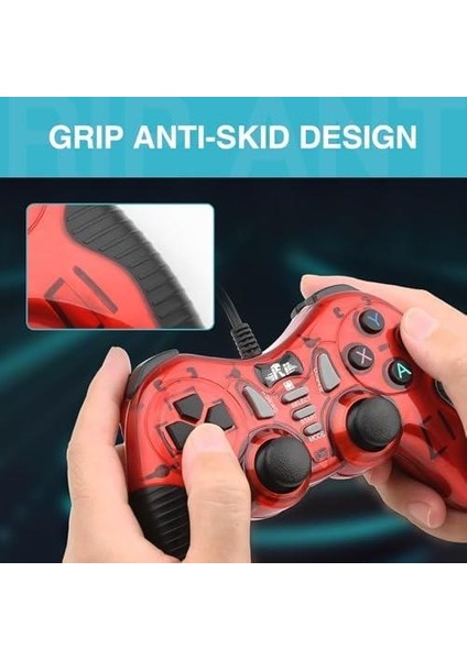 Çift Analoglu Kol USB Pc Bilgisayar Ps3 Oyun Kolu Gamepad Joystick (Kırmızı)