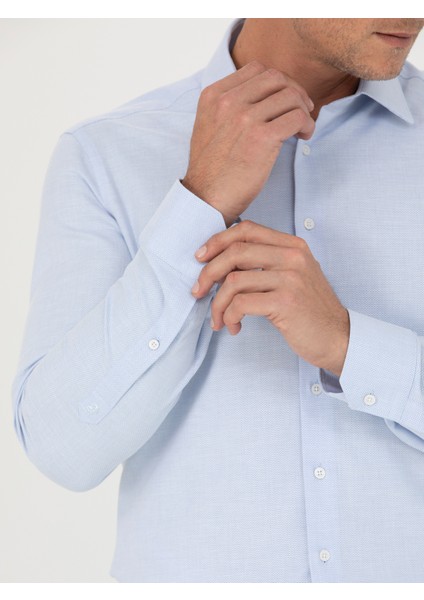 Erkek Mavi Slim Fit Pamuk Gömlek 50279881-VR036