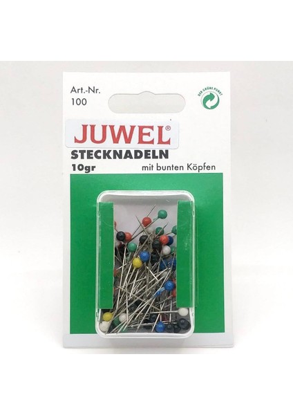 Juwel Asorti Toplu Iğne Renkli Başlı 10 gr Ort. 85 Adet. 3 cm