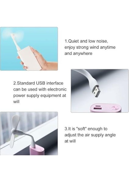 Mini USB Vantilatör, Esnek Mini Fan, El Vantilatörü, Pc, Powerbank, USB Cihazları Ile Kullanılabilir, Sessiz Taşınabilir USB Mini Soğutma Fanı Soğutucu, Seyahat Fanı (1 Adet)
