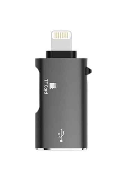Mobile Iphone Lightning Girişli Hafıza Kart ve USB Okuyucu Adaptör, 1x Tf Kart ve 1x USB Çevirici
