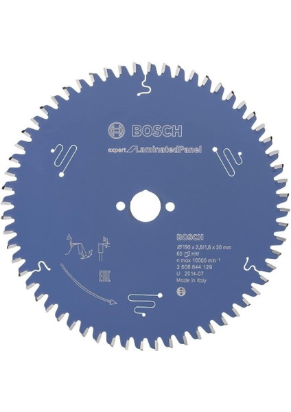 Dairesel Testere Bıçağı Expert Laminated Için Panel, 190 x 20 x 2,6 Mm, Diş Sayısı 60, 1 Adet, 2608644129