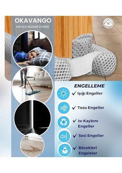 Çift Taraflı Kapı Altı Izolasyon Süngeri, Kapı Altı Rüzgar Önleyici, Ayarlanabilir, Soğuk Geçirmez, Toz Geçirmez, Eşik Altlığı (Gri)