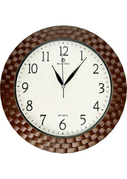 BL-1037 Serisi Klasik Kadran Örme Desenli Sessiz Akar 30 cm Duvar Saati Bordo