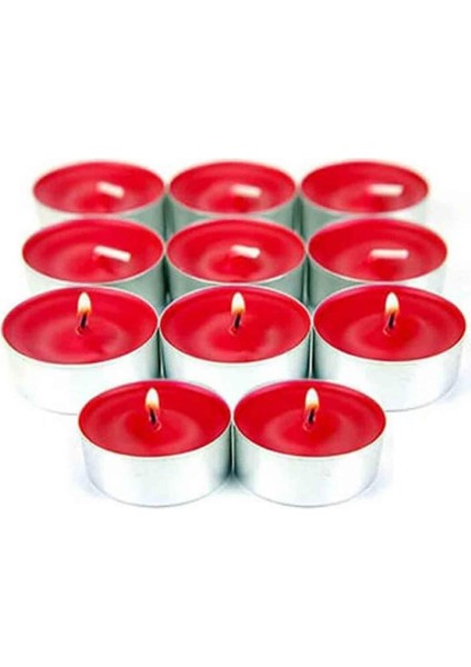 Dekoratif Kırmızı Renkli Tealight Mum Seti, 32'li Paket