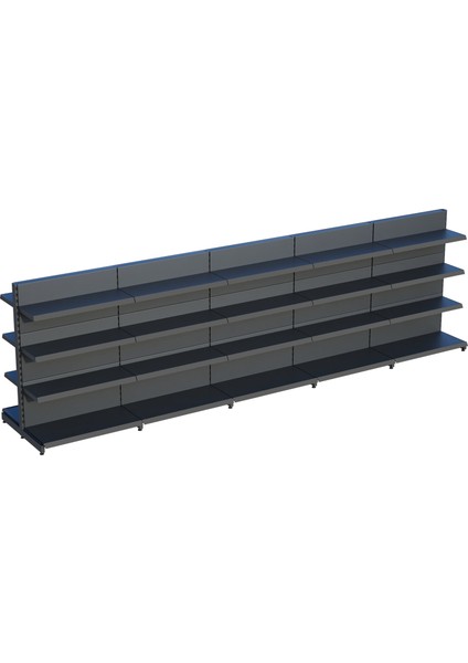 Antrasit Çift Yönlü Orta Reyon Market RAFID30CMXG300CMXH140CM