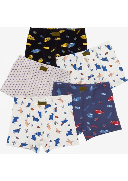 Erkek Çocuk 5'li Desenli Boxer Çok Renkli