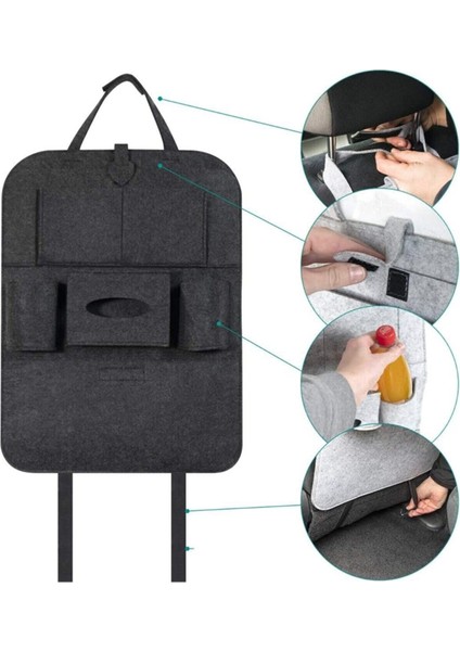 2 Li Araba Oto Araç Içi Koltuk Arkası Organizer 45 x 55 cm