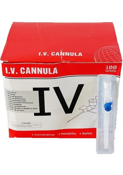-Med Iv Flon Intraket Branül 22G/25MM Mavi 100 Adet