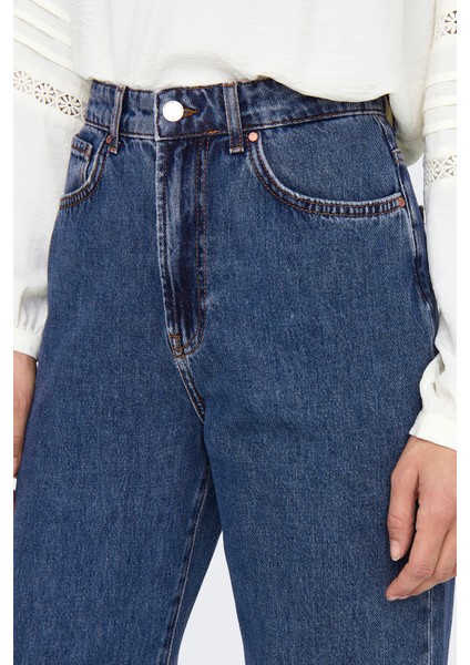 Onlsılje Pamuklu Straight Fit Yüksek Bel Düz Paça Jeans Bayan Kot Pantolon 15319938 modelleri