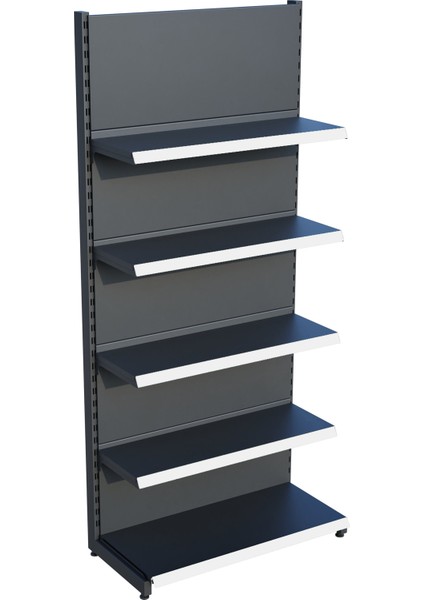 Antrasit Market Petshop Kırtasiye Rafı Duvar Ünitesi D30CMXG70CMXH220CM Antrasit Market Raf Sistemi