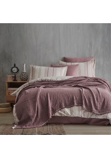 | Tissou | Tek KIŞILIK%100 Pamuklu Muslin Pike Yatak Örtüsü Vişne