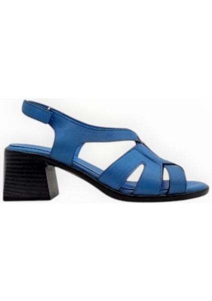 Kadın Hakiki Deri Topuklu Ayakkabı Mavi - 38