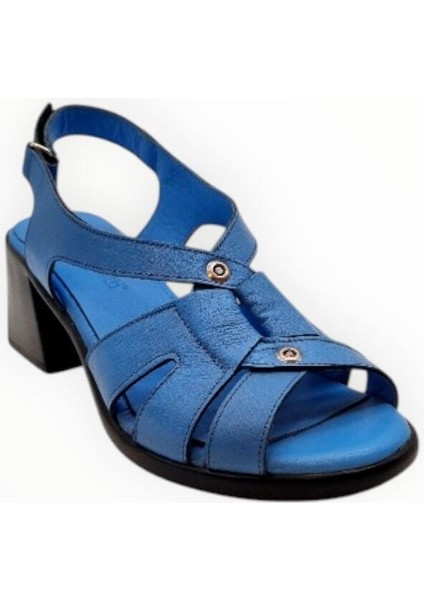 Kadın Hakiki Deri Topuklu Ayakkabı Mavi - 38 fiyatları